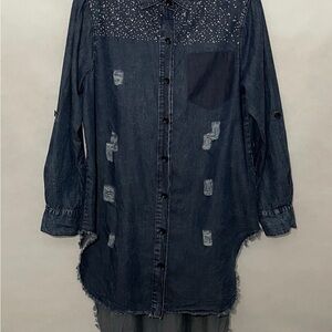 Thrill Blue Distressed Denim Jacket